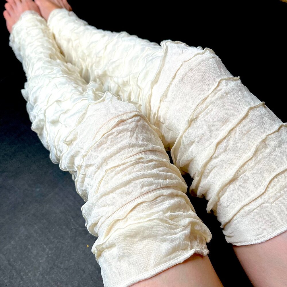 Cream Leg Warmers Mummy Costume Bandage Knee Socks White Ruffle Ghost Leg Wraps